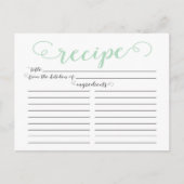 Modern Mint Green Script Vrijgezellenfeest Recept  Briefkaart (Voorkant)