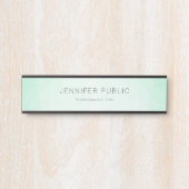 Modern Mint Green Simple Elegant Trendy Sjabloon Deurbordje (Voorkant)