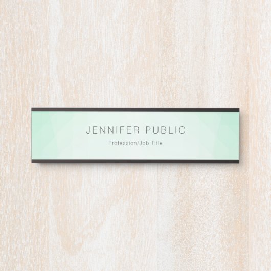 Modern Mint Green Simple Elegant Trendy Sjabloon Deurbordje (Voorkant)