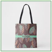 Modern Mint Green Sinaasappel en Paarse bladeren Tote Bag