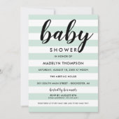 Modern Mint Green Stripes Neutraal Baby shower Kaart (Voorkant)