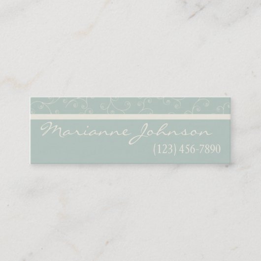 Modern Mint Green Swirl Profile Card Mini Visitekaartje (Voorkant)