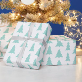 Modern Mint Green Trees Geometric Pattern Cadeaupapier