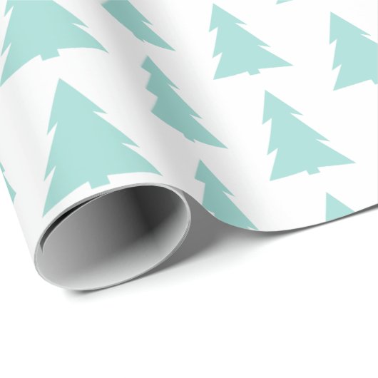Modern Mint Green Trees Geometric Pattern Cadeaupapier (Rol Hoek)