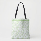 Modern Mint Green Tropical Flowers Monogram Tote Bag (Voorkant)