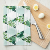 Modern Mint Green Tropical Geometric Theedoek (Quarter Fold)