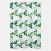 Modern Mint Green Tropical Geometric Theedoek (Verticaal)