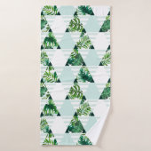 Modern Mint Green Tropical Triangles Patroon Badhanddoek (Badhanddoek)