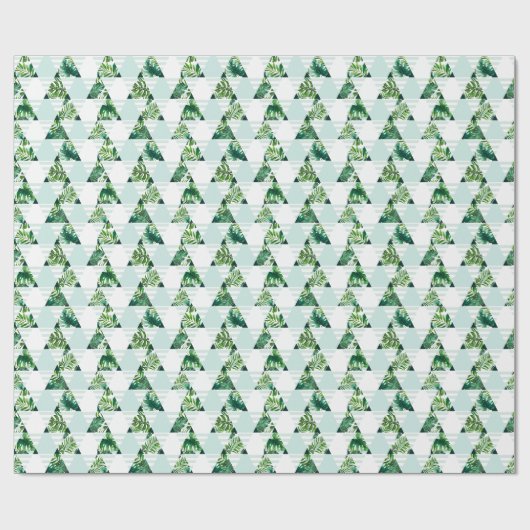Modern Mint Green Tropical Triangles Patroon Cadeaupapier (Vlak)