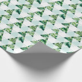 Modern Mint Green Tropical Triangles Patroon Cadeaupapier (Hoek)