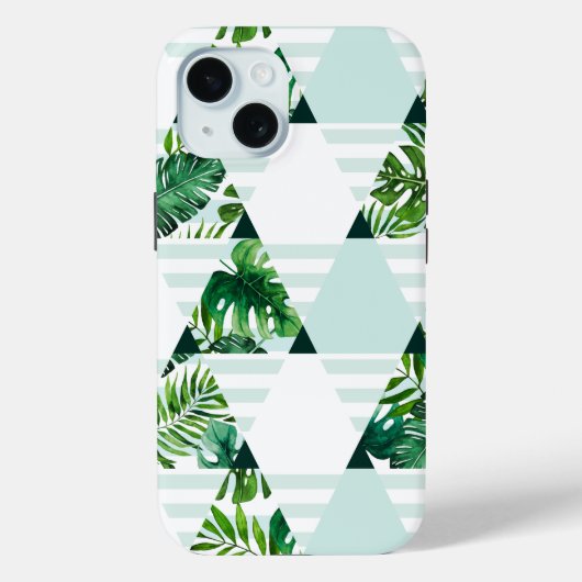 Modern Mint Green Tropical Triangles Patroon Case-Mate iPhone Case (Achterkant)