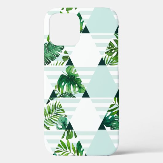 Modern Mint Green Tropical Triangles Patroon Case-Mate iPhone Case (Achterkant)