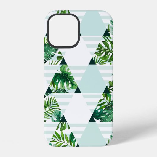 Modern Mint Green Tropical Triangles Patroon iPhone Hoesje (Achterkant)
