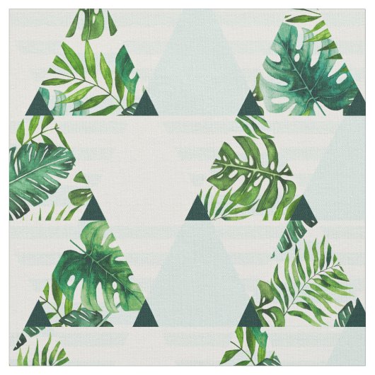 Modern Mint Green Tropical Triangles Patroon Stof (Close Up)