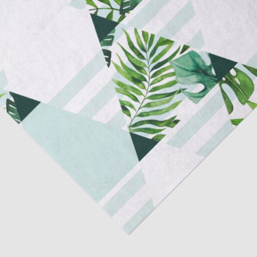 Modern Mint Green Tropical Triangles Patroon Tissuepapier (Detail)