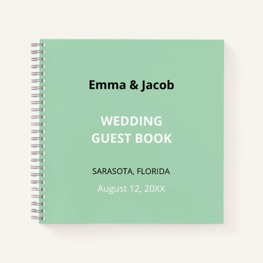 Modern Mint Green Wedding Guest Book Notitieboek (Voorkant)