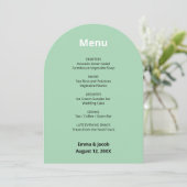 Modern Mint Green Wedding Menu Kaart (Staand voorkant)