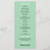Modern Mint Green Wedding Programma (Achterkant)