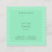 Modern Mint Green White gekleurde legante Sjabloon Vierkante Visitekaartje (Achterkant)