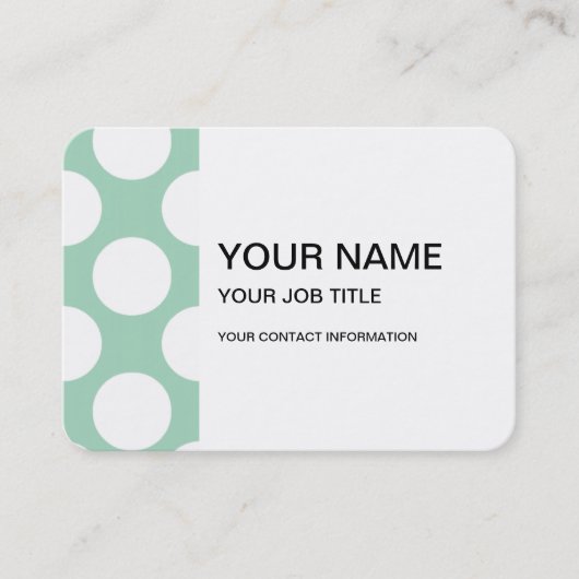 Modern Mint Green White Polka Dots Pattern Visitekaartje (Voorkant)
