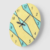 Modern Mint Green Yellow en Black Retro Grote Klok (Hoek)