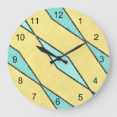 Modern Mint Green Yellow en Black Retro Grote Klok (Voorkant)