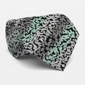 Modern mint groen, grijs en zwart strepenpatroon stropdas (Opgerold)