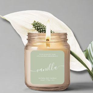 Modern mint groen scriptkaarsenetiket vierkante sticker