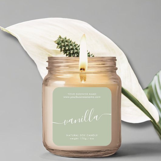 Modern mint groen scriptkaarsenetiket vierkante sticker