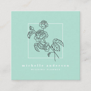 Modern mint groen zwart roos bloem make-up floral vierkante visitekaartje