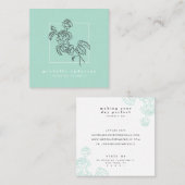 Modern mint groen zwart roos bloem make-up floral vierkante visitekaartje (Voorkant / Achterkant)