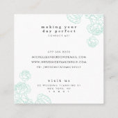 Modern mint groen zwart roos bloem make-up floral vierkante visitekaartje (Achterkant)