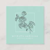 Modern mint groen zwart roos bloem make-up floral vierkante visitekaartje (Voorkant)