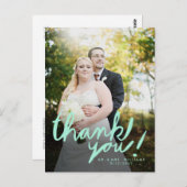 Modern Mint Handwrite Foto bedankt Briefkaart (Voorkant / Achterkant)
