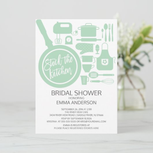Modern Mint Kitchen Bridal Shower Kaart (Staand voorkant)