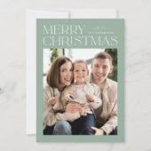 Modern Mint Merry-kerstfoto Feestdagenkaart (Voorkant)