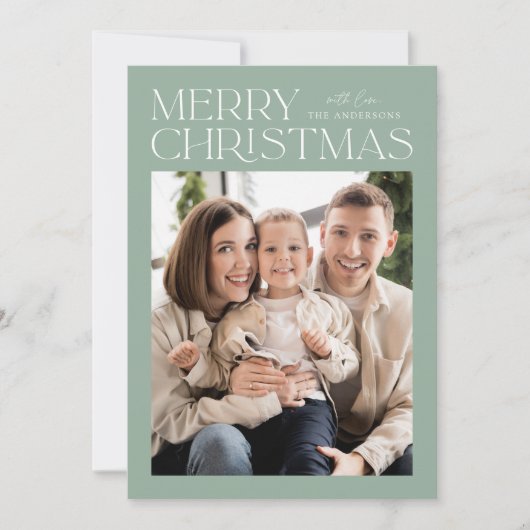 Modern Mint Merry-kerstfoto Feestdagenkaart (Voorkant)
