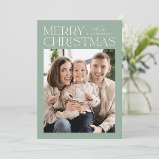 Modern Mint Merry-kerstfoto Feestdagenkaart (Staand voorkant)