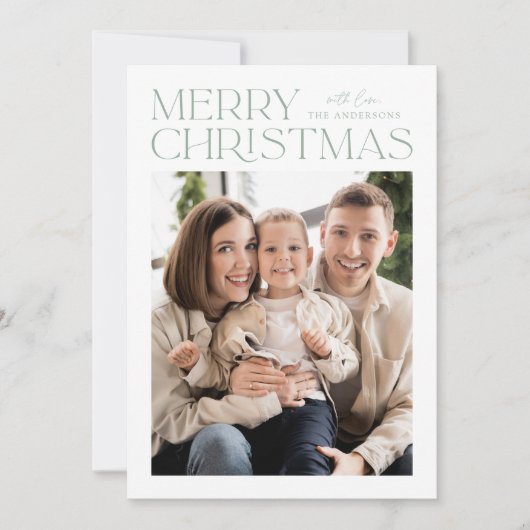 Modern Mint Merry-kerstfoto Feestdagenkaart (Voorkant)