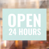Modern mint “Open 24 uur” bord  Raamsticker (Vel 2)