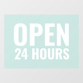 Modern mint “Open 24 uur” bord  Raamsticker (Vel)