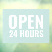 Modern mint “Open 24 uur” bord  Raamsticker (Vel 3)