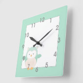 Modern Mint Owl Clock - kinderslaapkamer Vierkante Klok (Hoek)