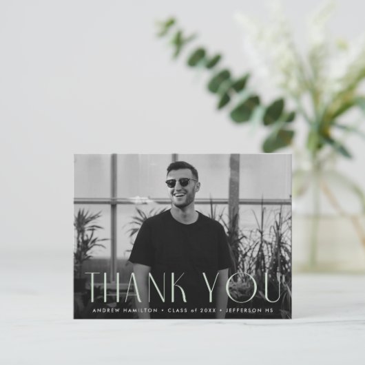 Modern Mint Photo Afstuderen Dank u Briefkaart (Staand voorkant)