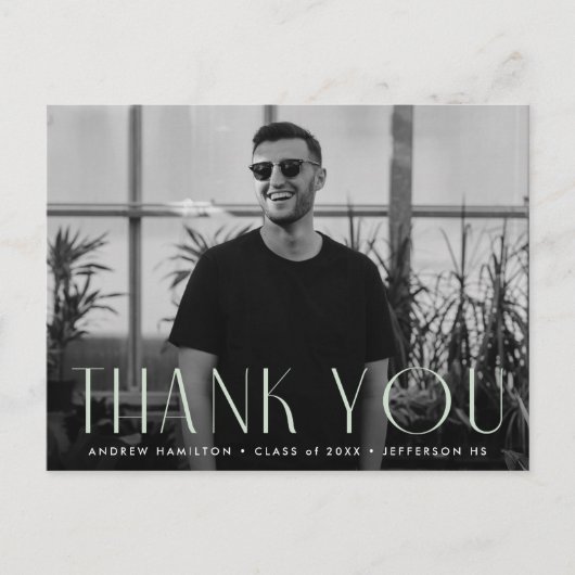 Modern Mint Photo Afstuderen Dank u Briefkaart (Voorkant)