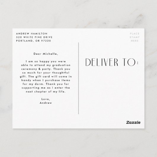 Modern Mint Photo Afstuderen Dank u Briefkaart (Achterkant)