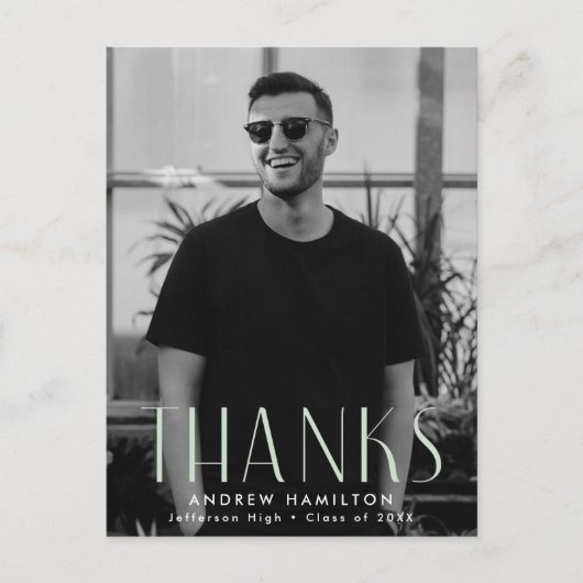 Modern Mint Photo Afstuderen Dank u Briefkaart (Voorkant)