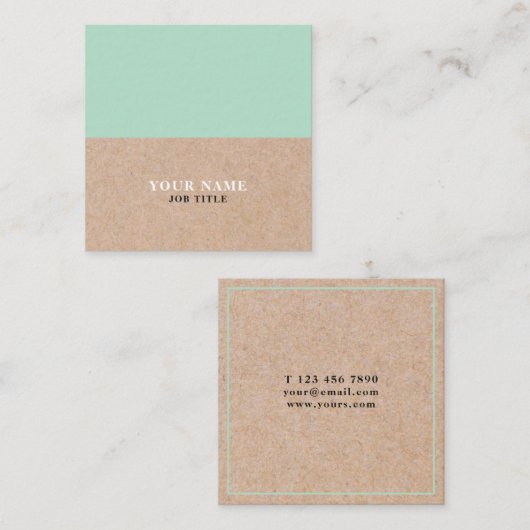 Modern Mint PRINTED Kraft Square Visitekaartje (Voorkant / Achterkant)