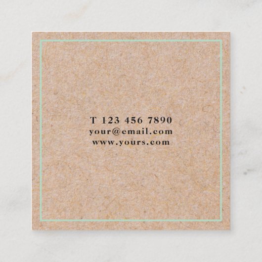 Modern Mint PRINTED Kraft Square Visitekaartje (Achterkant)