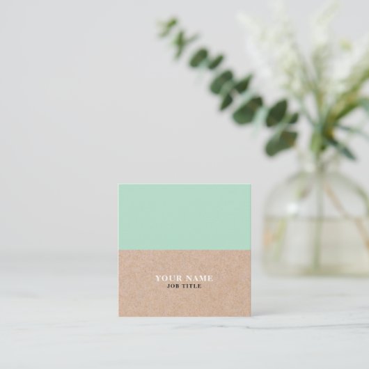 Modern Mint PRINTED Kraft Square Visitekaartje (Staand voorkant)